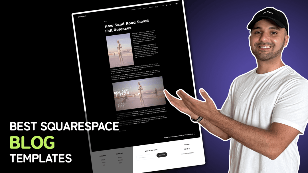 "Best Squarespace Blog Templates" with a screenshot of the best Squarespace blog template