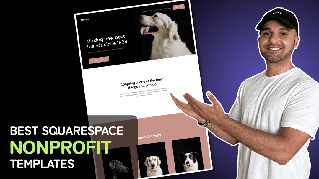 "Best Squarespace Nonprofit Templates" with a screenshot of the best Squarespace Nonprofit template
