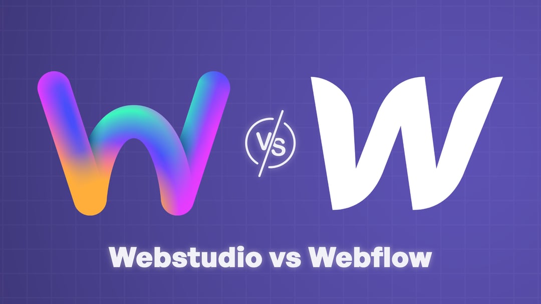 "Webstudio vs Webflow" with the Webstudio and Webflow logos