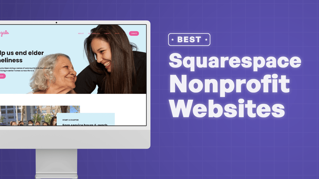 "Best Nonprofit Websites on Squarespace" with screenshots of the nonprofits' websites on Squarespace