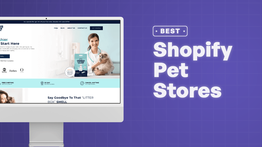"Best Pet Stores on Shopify" with screenshots of the pet websites on Shopify
