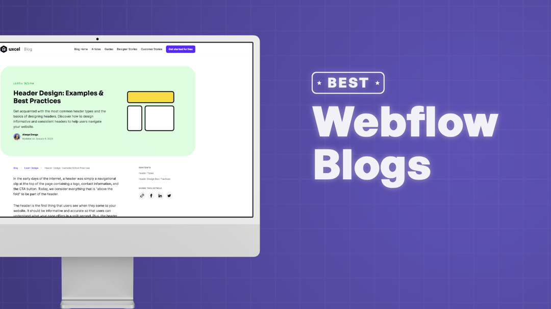 "Best Webflow Blogs" with screenshots of the blogs on Webflow