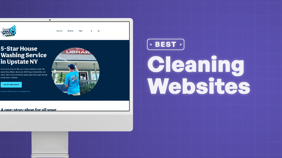 "Best Cleaning Service Websites" with screenshots of the cleaning service websites