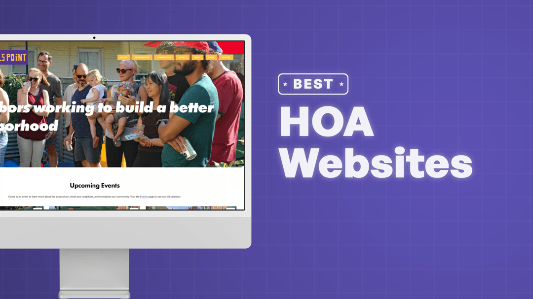 "Best HOA & Property Management Websites" with screenshots of the HOA & Property Management Websites