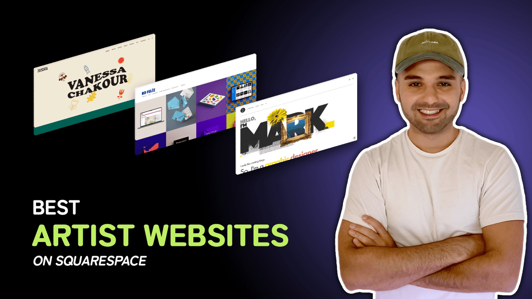 "Best Artist Websites on Squarespace" with screenshots of the artists' websites on Squarespace