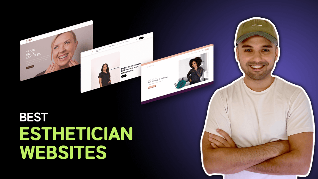 "Best esthetician websites" with preview of website screenshots