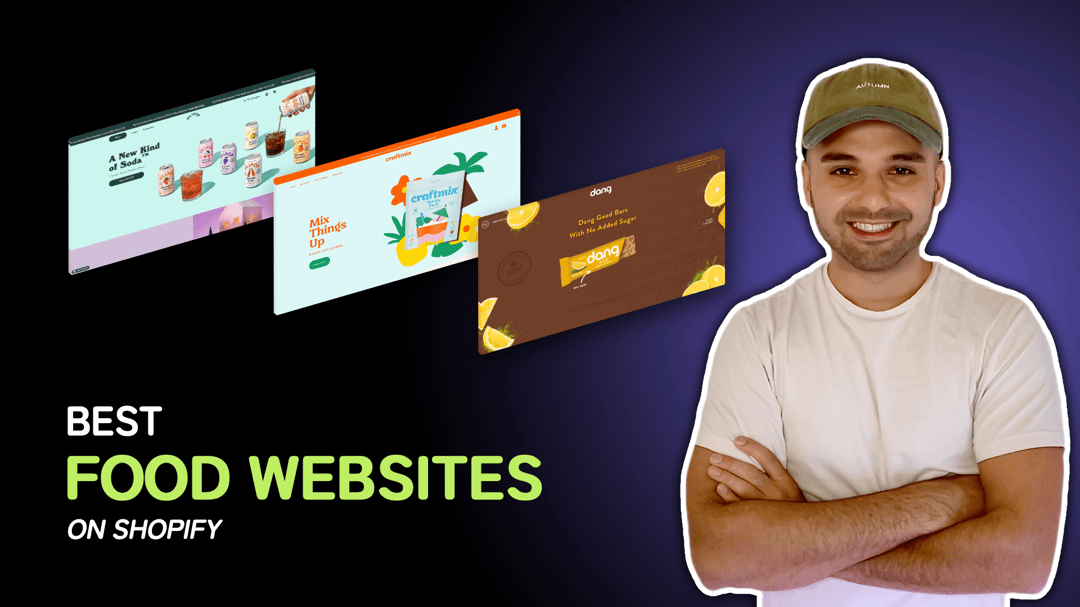 "Best Food and Beverage Websites on Shopify" with screenshots of the food and beverage stores on Shopify