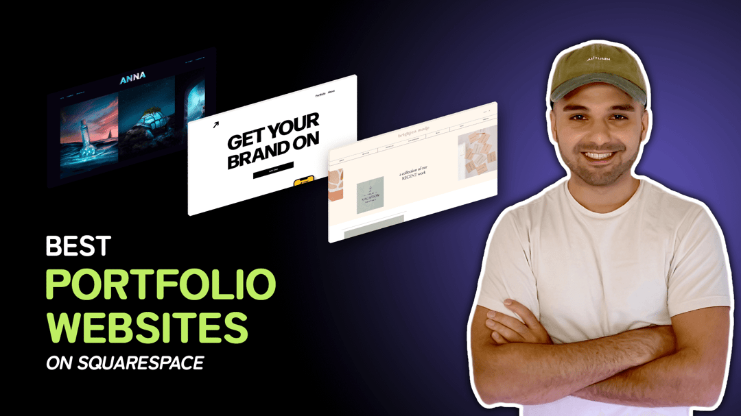 "Best Portfolio Websites on Squarespace" with screenshots of the portfolio websites on Squarespace