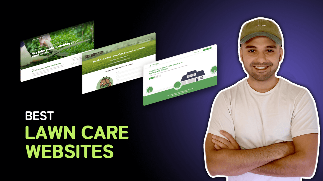 "Best Lawn Care Websites" with screenshots of the Lawn Care & Landscaping websites