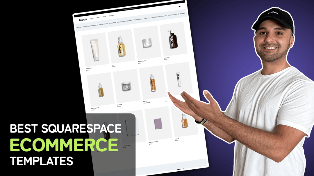 "Best Squarespace Ecommerce Templates" with a screenshot of the best Squarespace ecommerce template