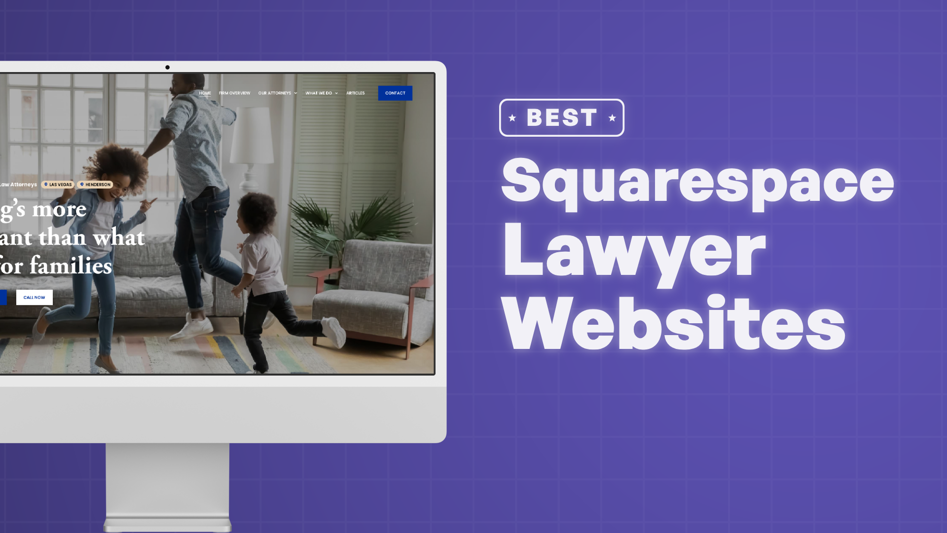 "Best Law Firm Websites on Squarespace" with screenshots of the lawyer's websites on Squarespace