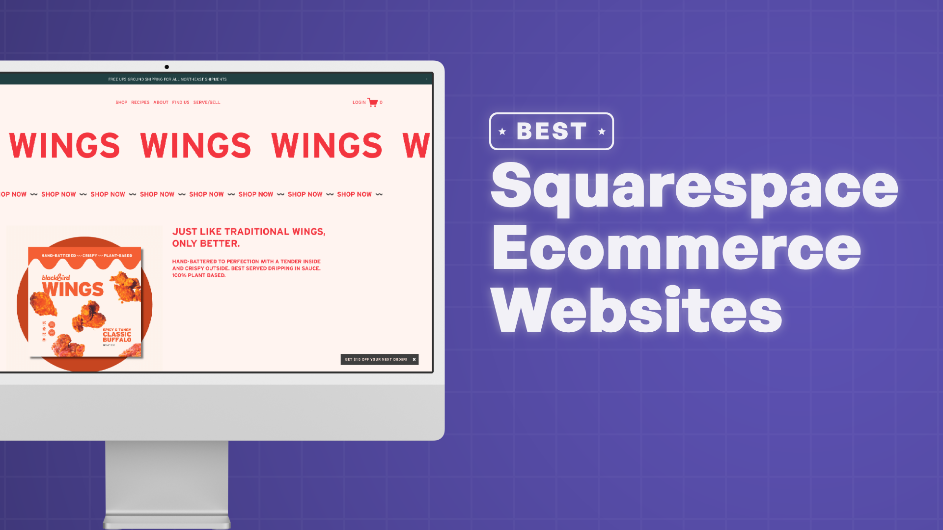 "Best Ecommerce Websites on Squarespace" with screenshots of the ecommerce websites on Squarespace