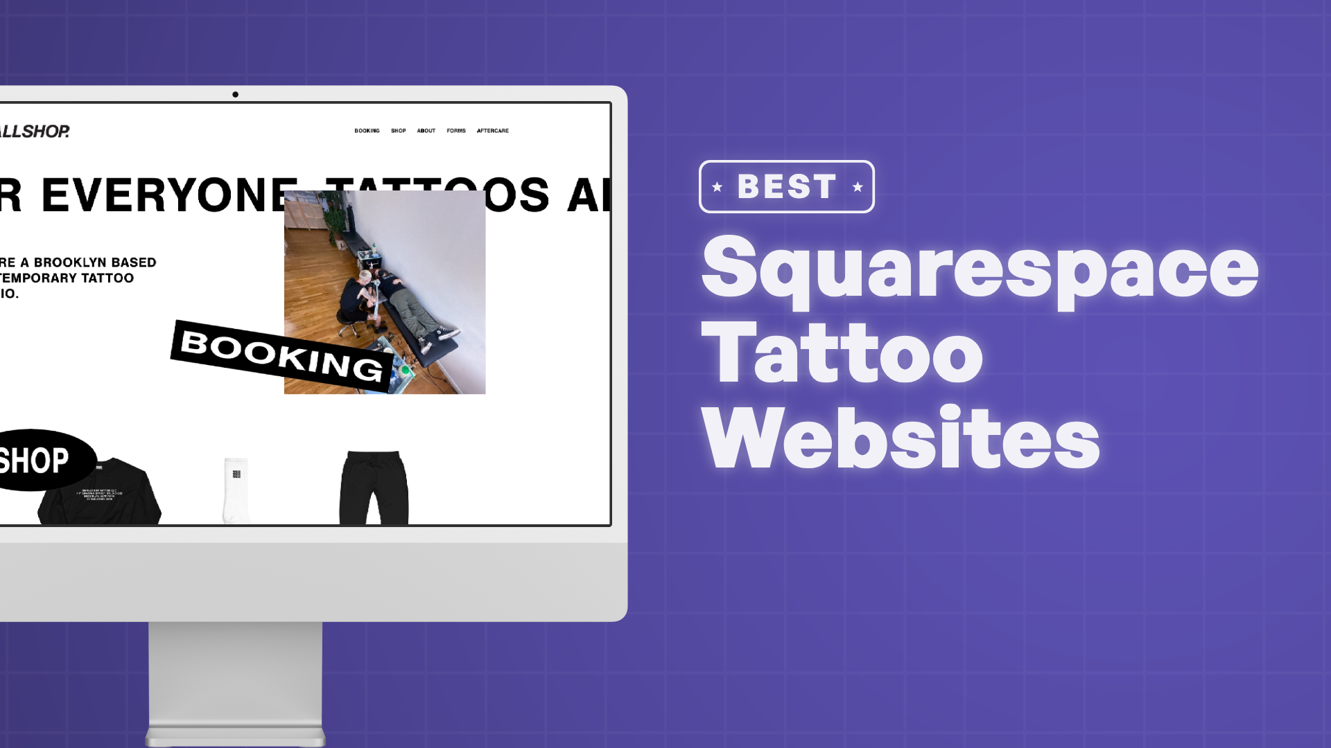 "Best Tattoo Websites on Squarespace" with screenshots of the tattoo websites on Squarespace