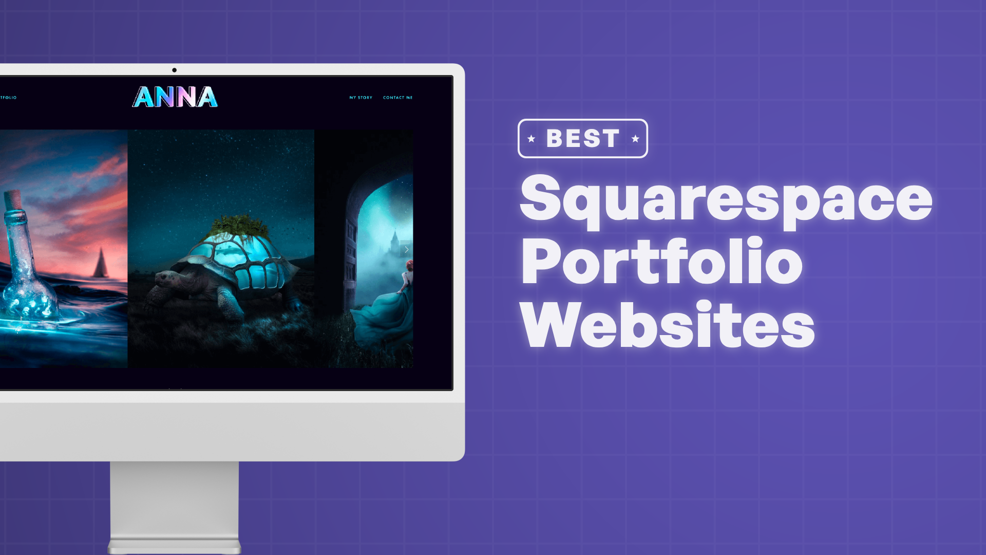"Best Portfolio Websites on Squarespace" with screenshots of the portfolio websites on Squarespace