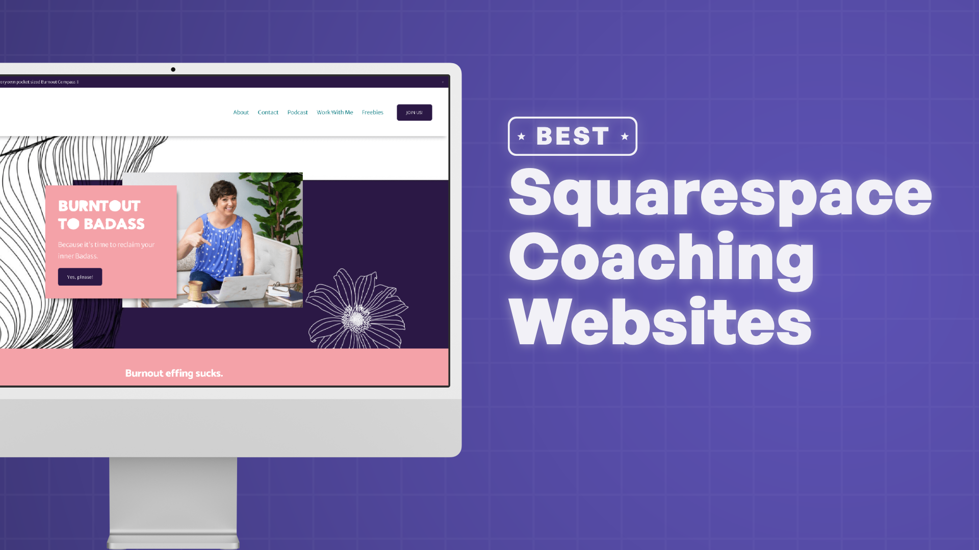 "Best Coaching Websites on Squarespace" with screenshots of the coaching websites on Squarespace