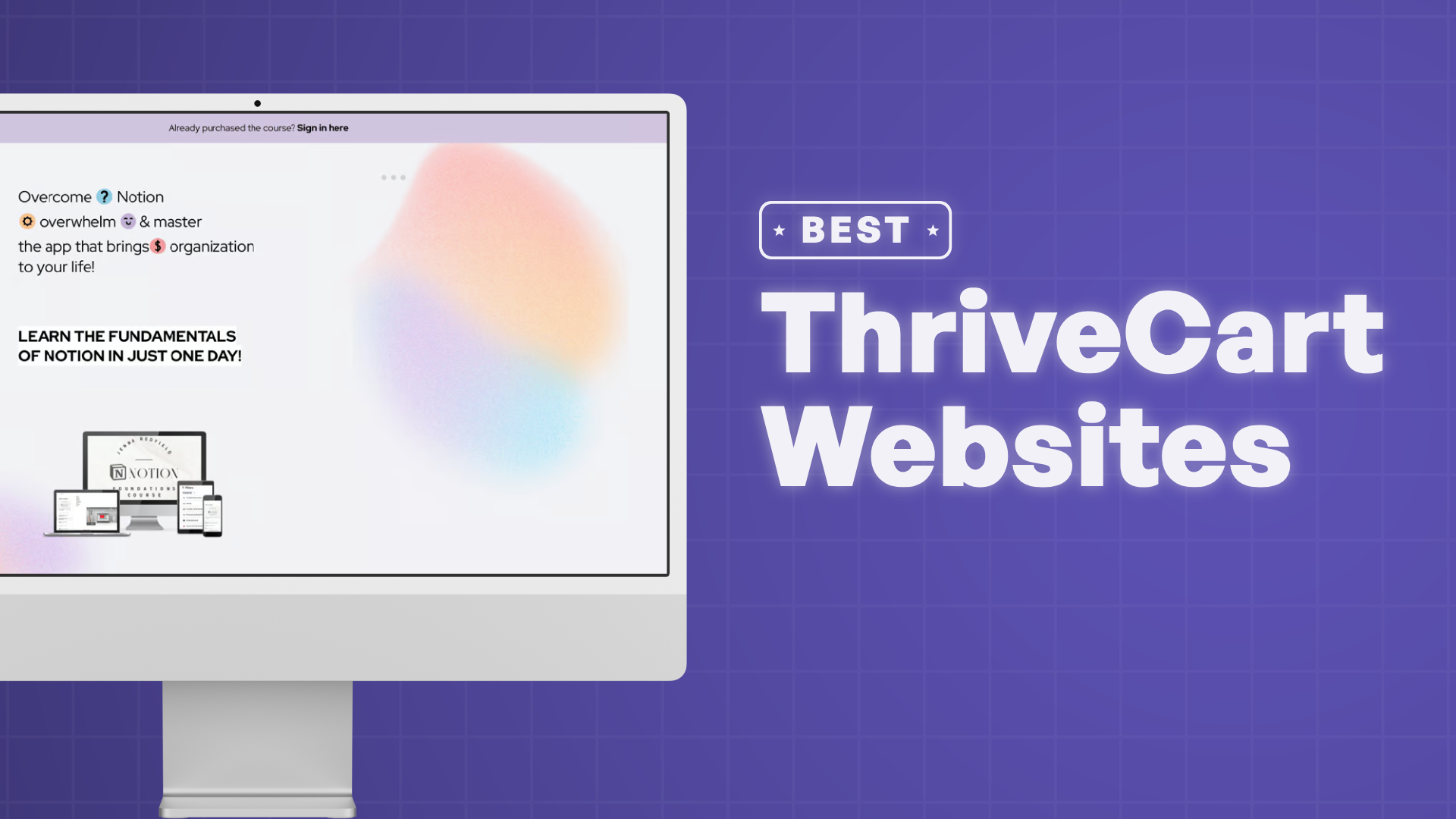 "Best Websites on ThriveCart" with screenshots of the websites on ThriveCart