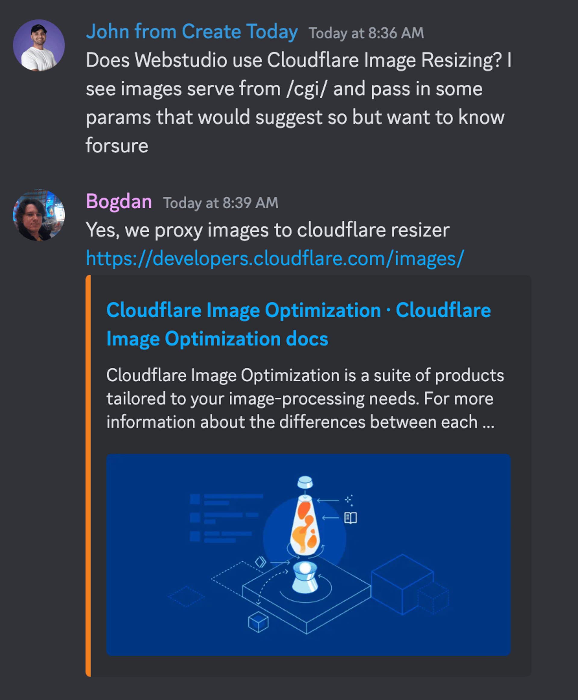 My Discord chat with the Webstudio Dev