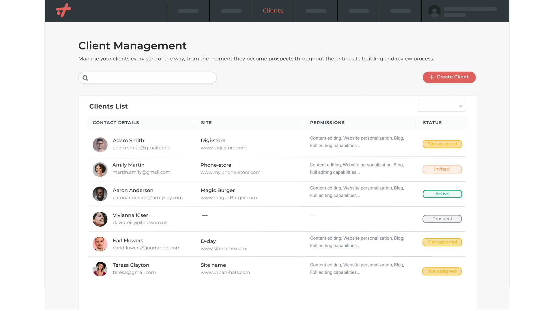 Duda Client Management tools/dashboard
