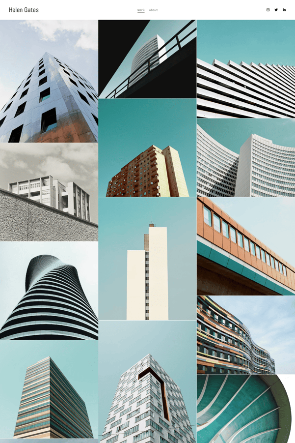 Screenshot of a Squarespace photography template