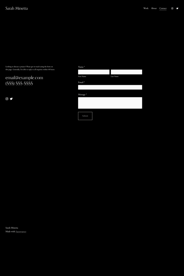 Screenshot of a Squarespace photography template