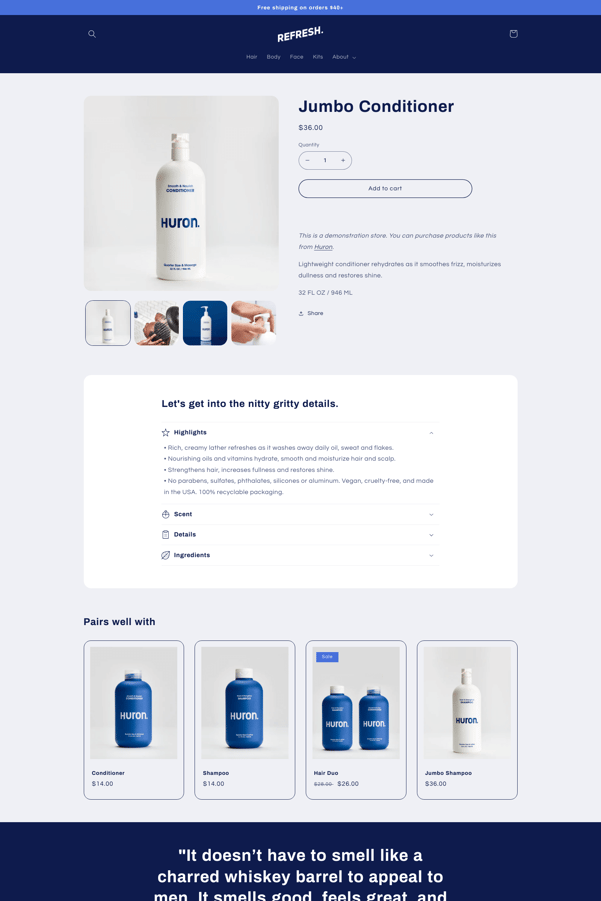 Screenshot of a Shopify theme