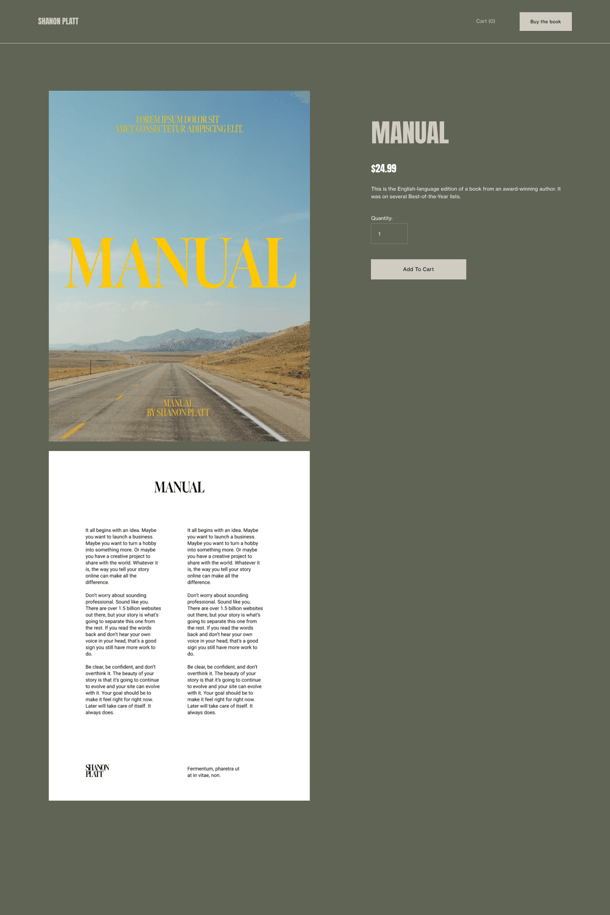 Screenshot of a Squarespace ecommerce template