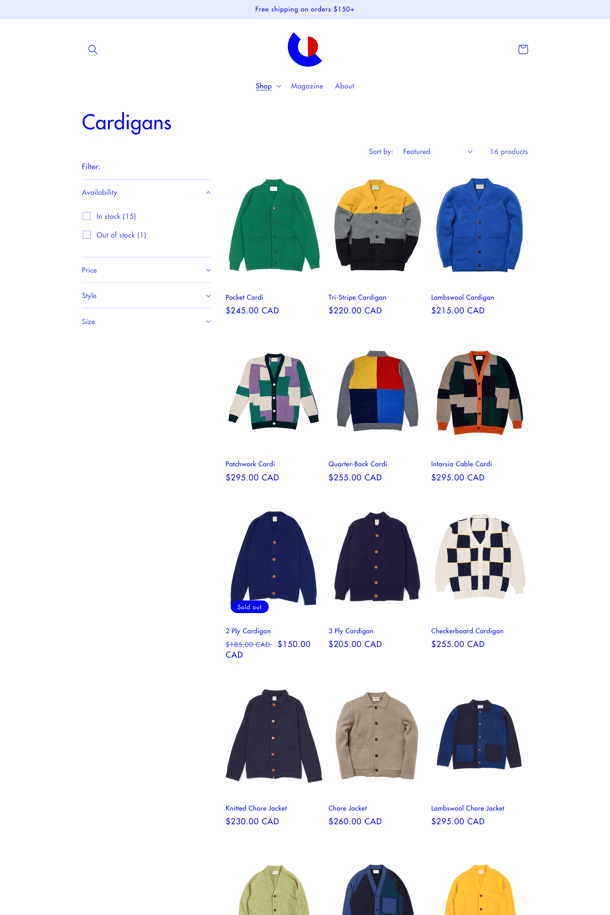 Screenshot of a Shopify theme