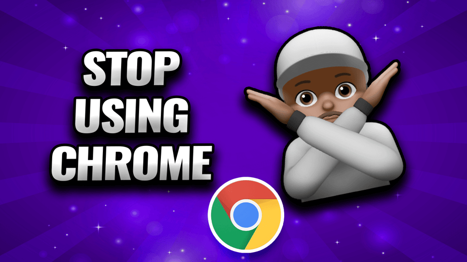 My cartoon crossing arms with title "Stop using Chrome"