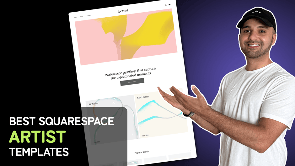 "Best Squarespace Artists Templates" with a screenshot of the best Squarespace Artist template