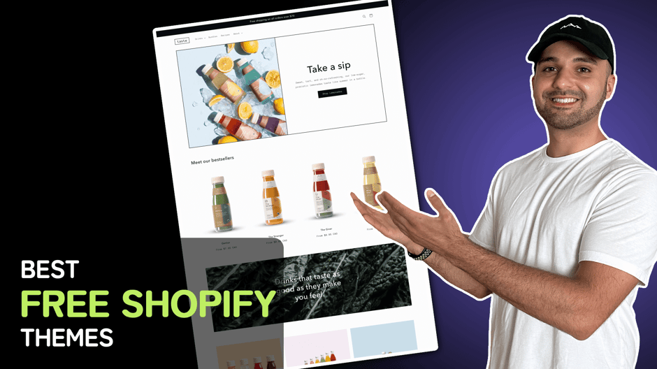 "Best Free Shopify Themes" with a screenshot of the best free Shopify theme