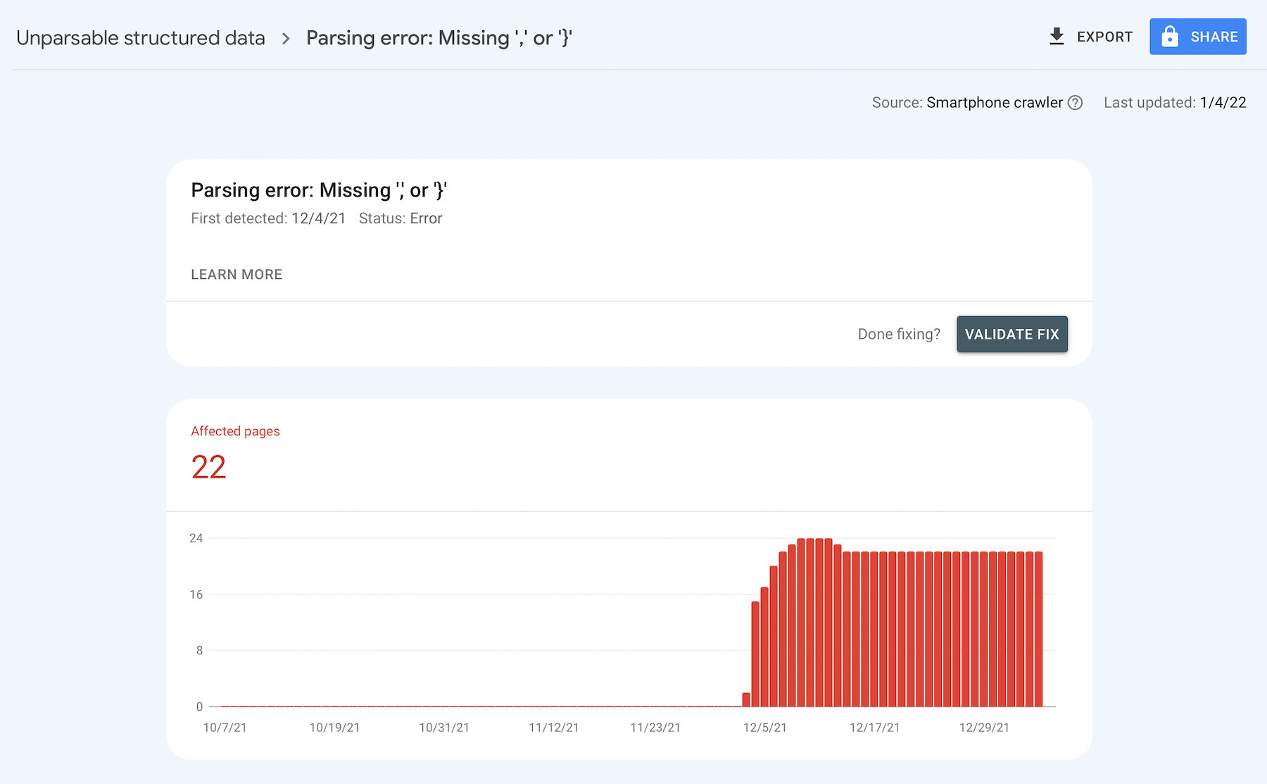 GSC Validate Fix