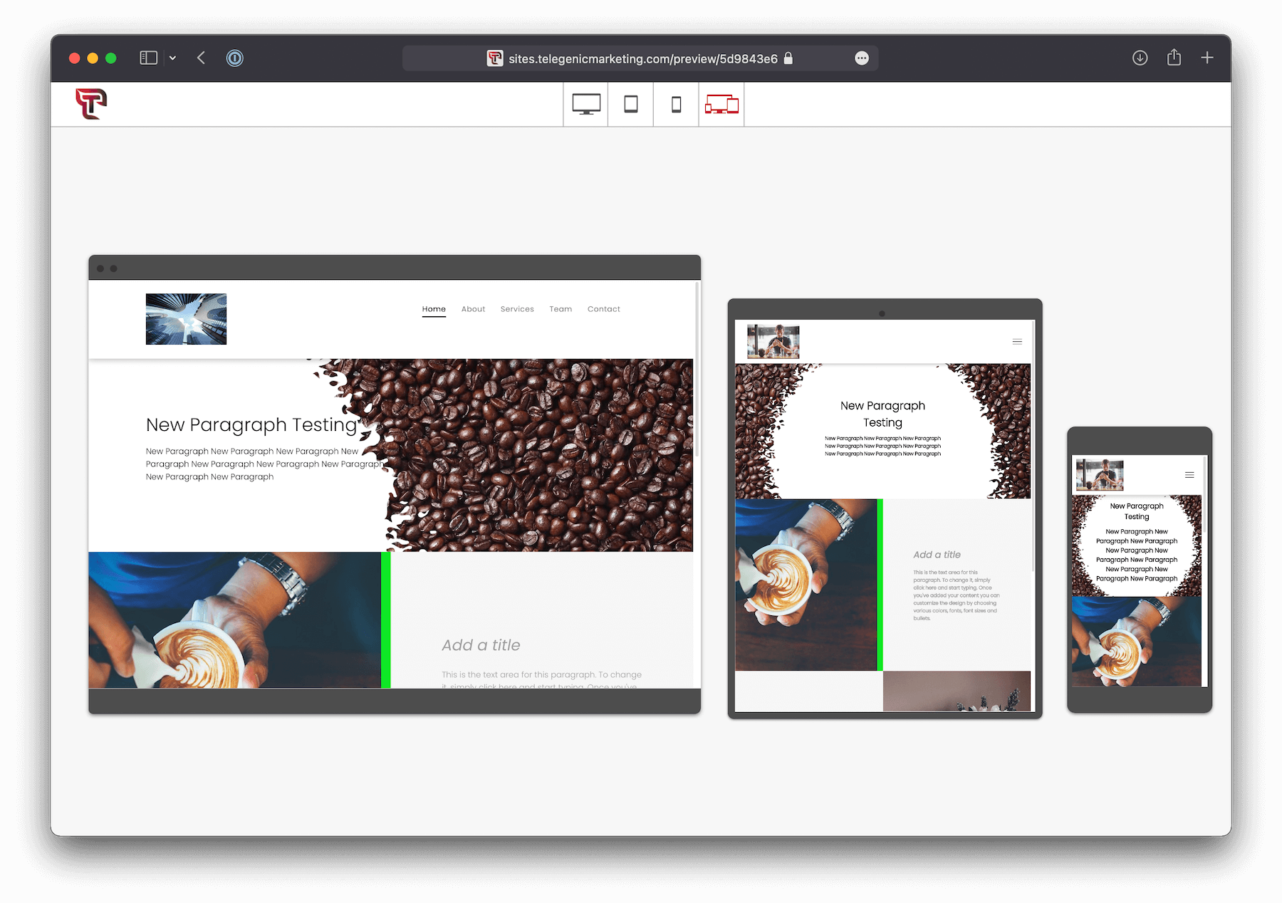 Duda responsive preview with headers that look good