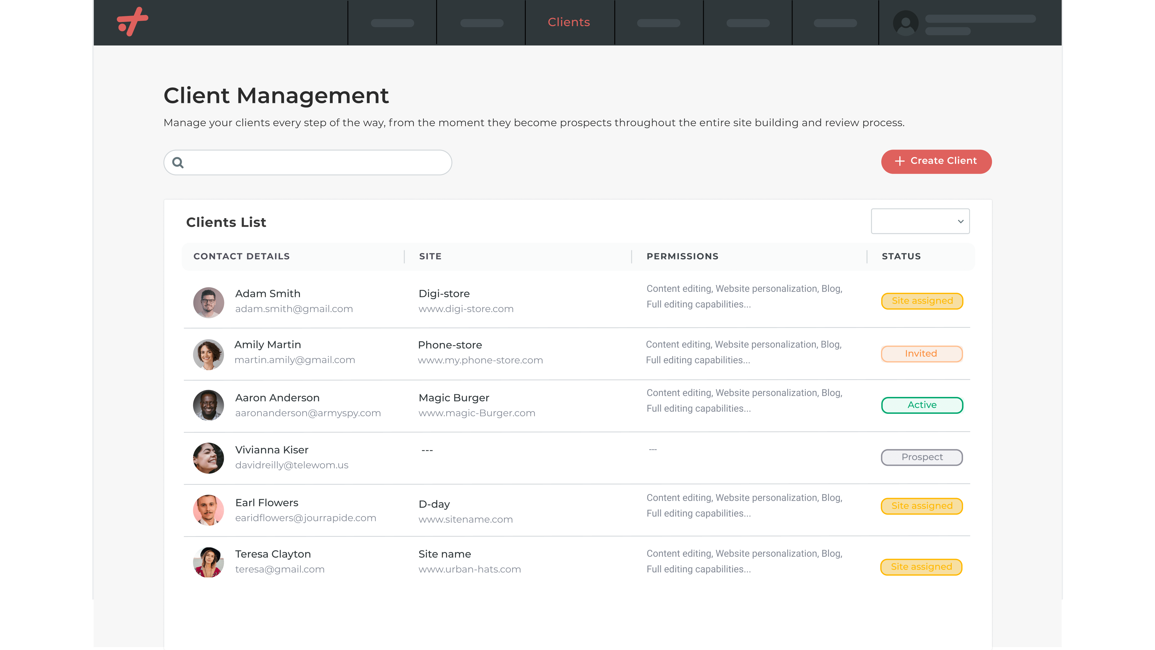 Duda Client Management tools/dashboard