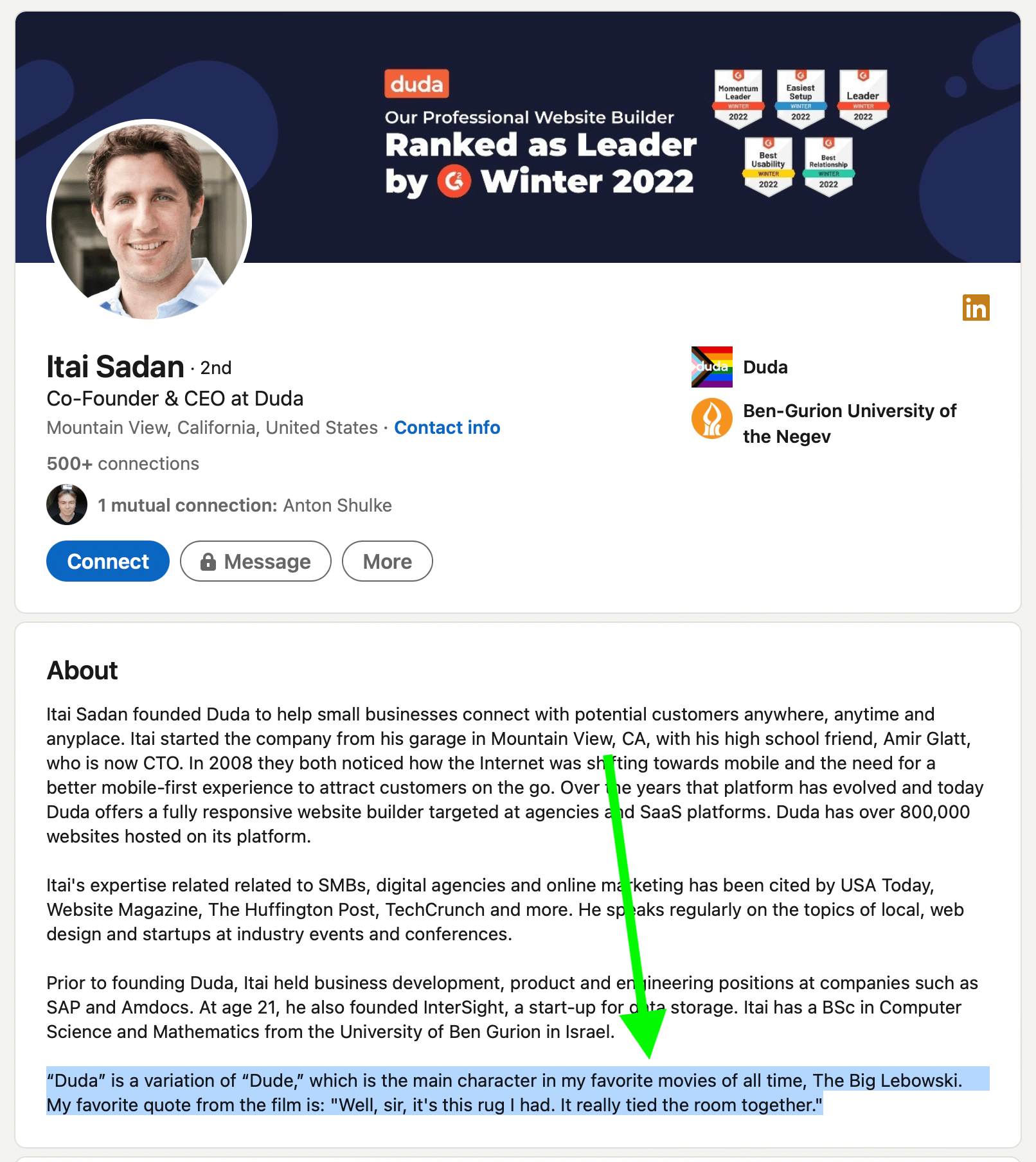 An answer to what Duda means on LinkedIn