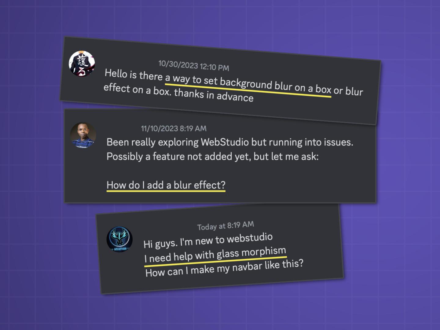 People asking how to add blur on Webstudio via Discord