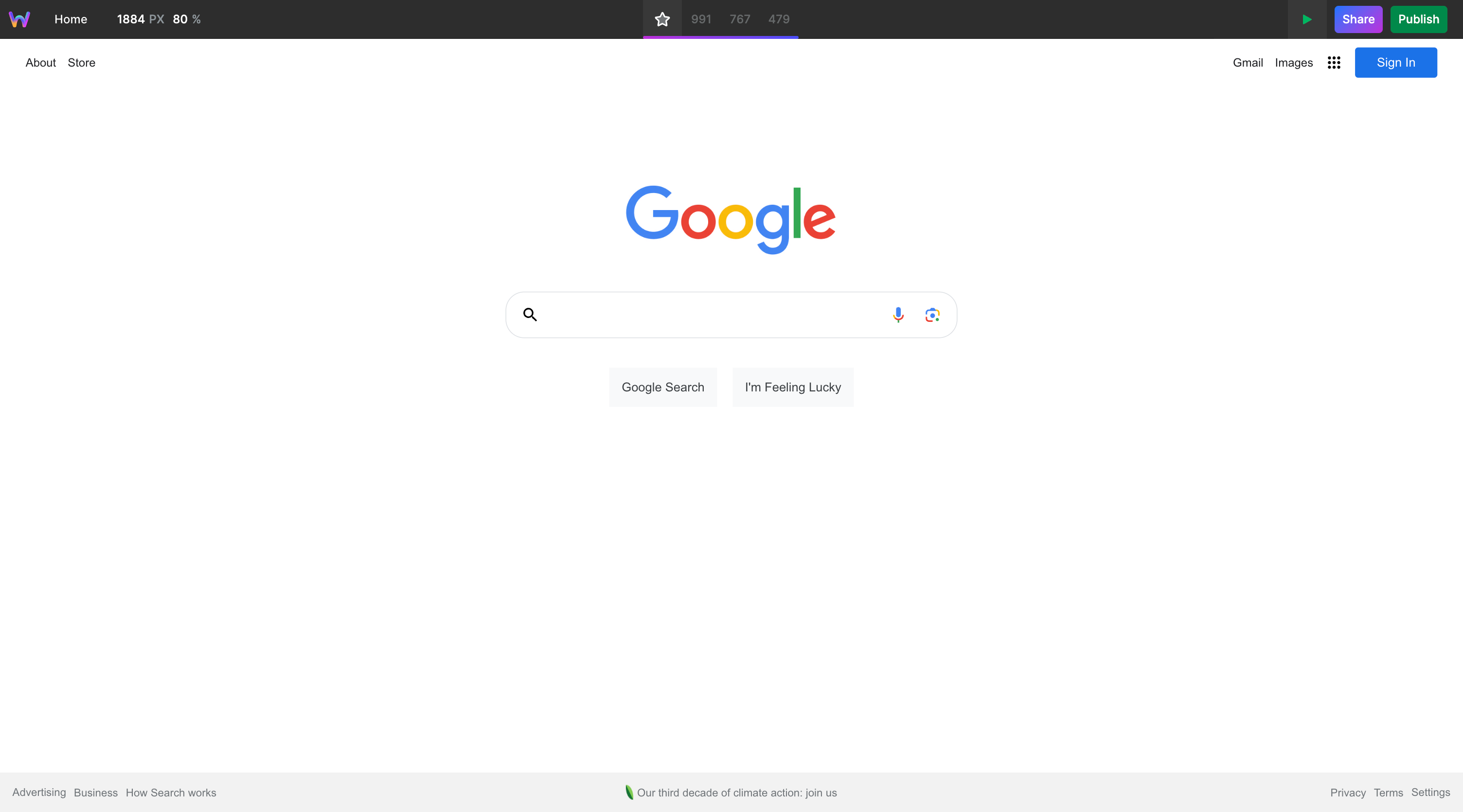 Perfect replica of Google using Webstudio