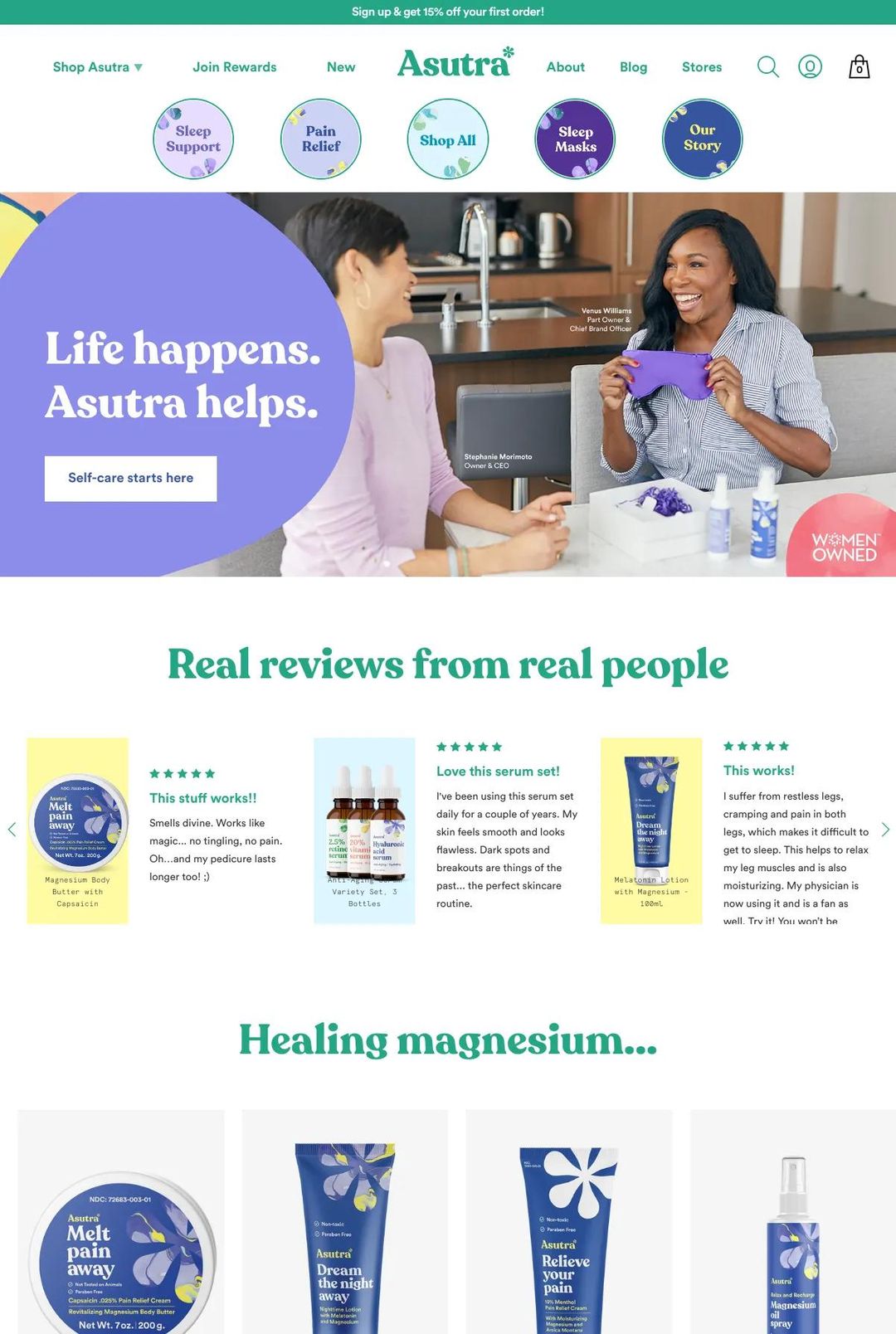 Screenshot 1 of Asutra (Example Shopify Website)