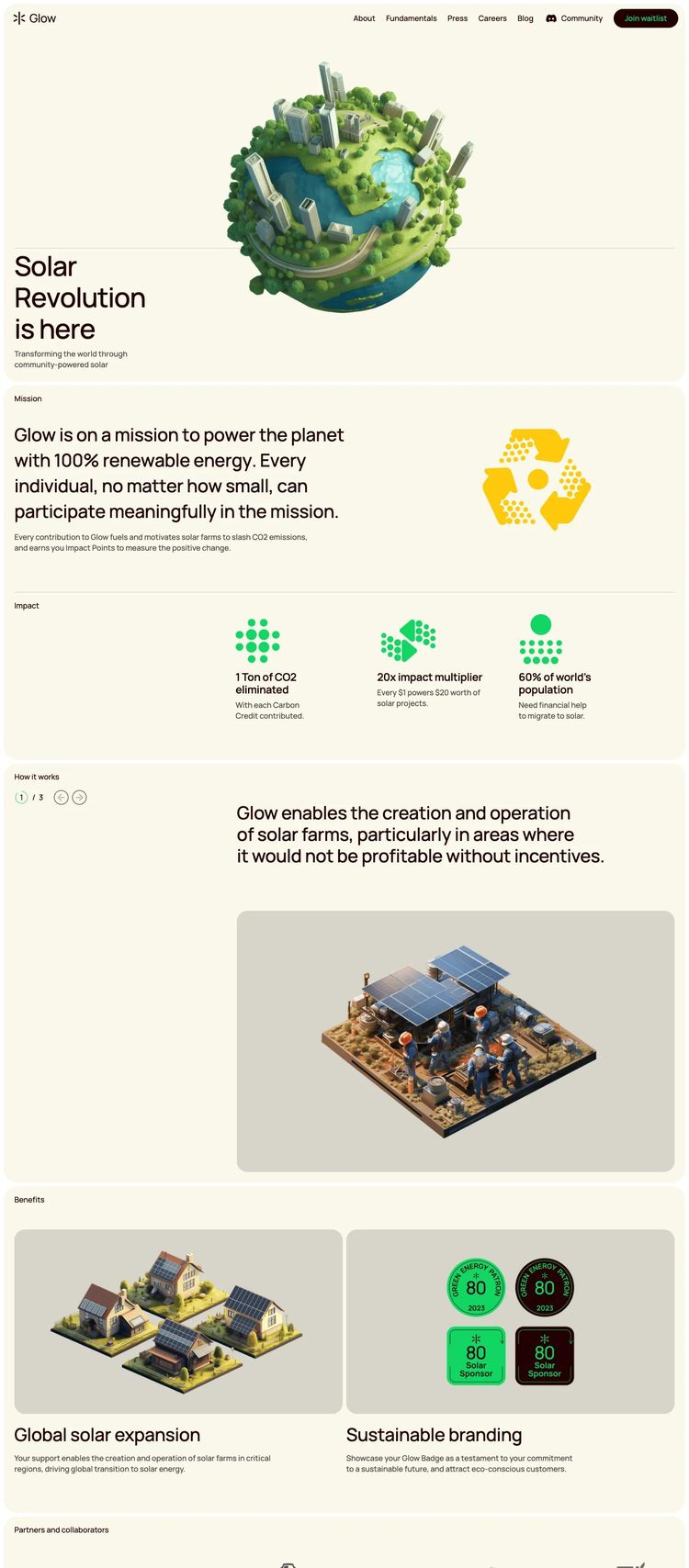 Screenshot 2 of Glow (Example Webflow Solar Website)
