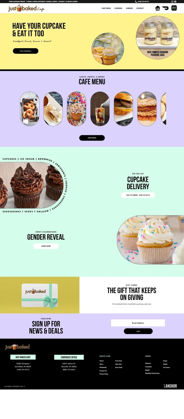 Screenshot 2 of Just Baked Cafe (Example Wix Bakery Website)