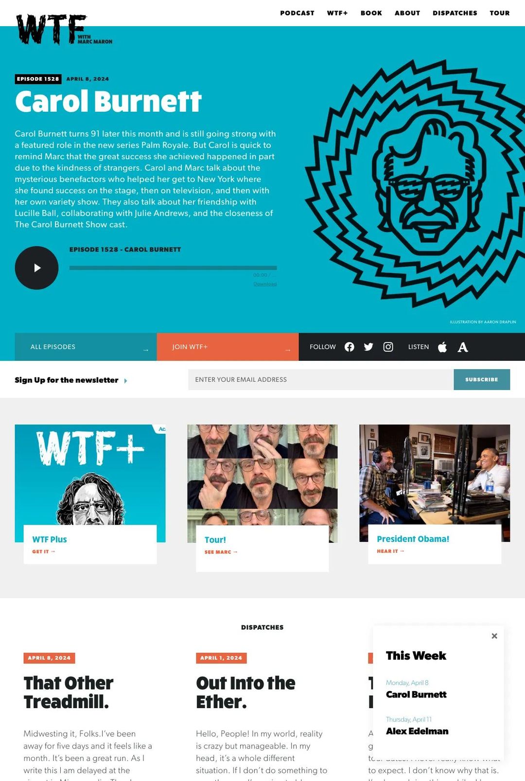 Screenshot 1 of WTF With Marc Maron (Example Squarespace Podcast Website)