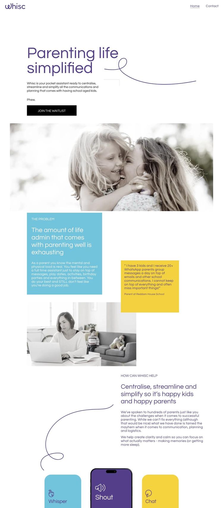 Screenshot 2 of Whisc (Example Squarespace Parenting Services Website)