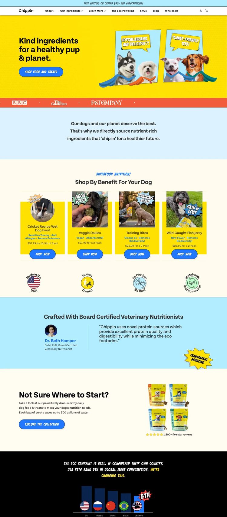 Screenshot 1 of Chippin (Example Shopify Pet Services Website)