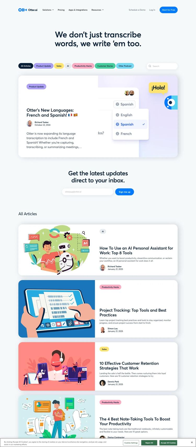 Screenshot 1 of Otter (Example Webflow Blog Website)