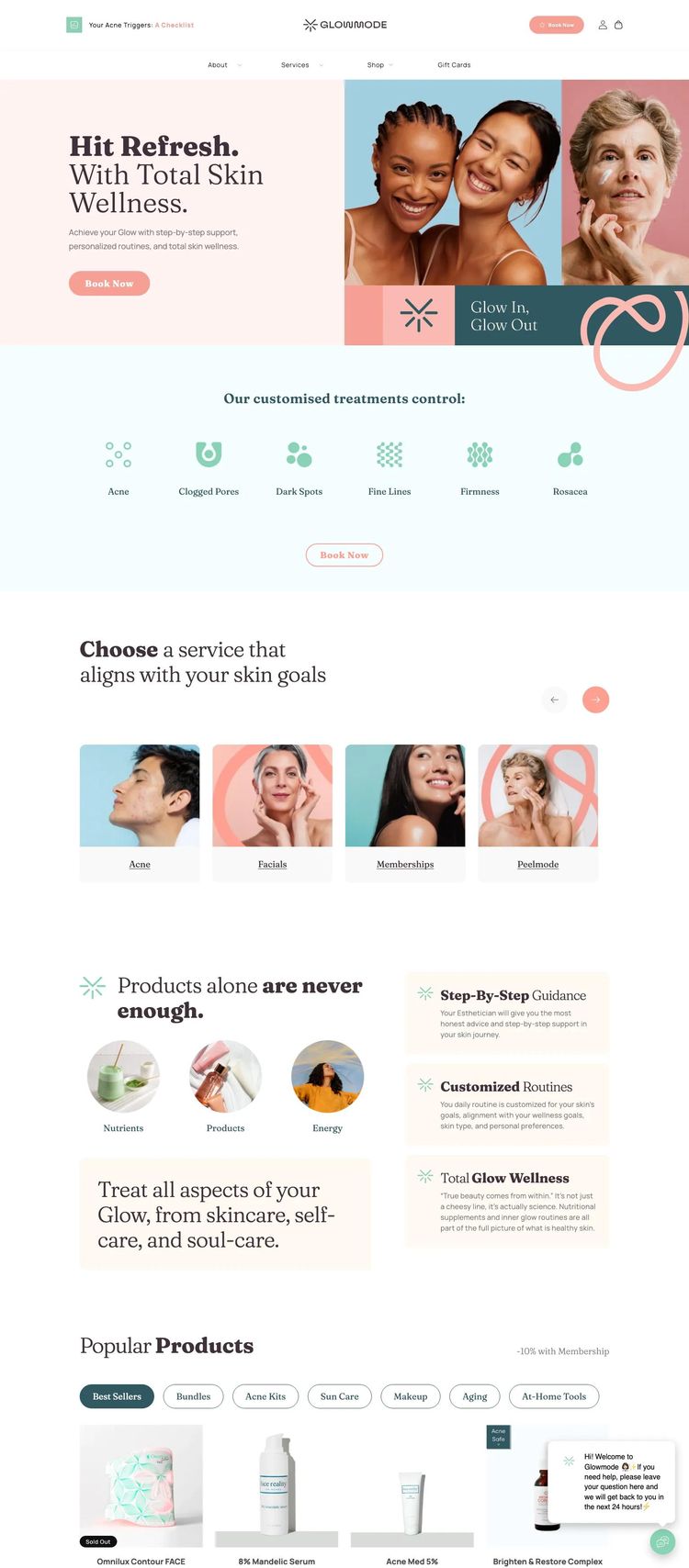 Screenshot 2 of Glowmode (Example Shopify Health and Wellness Website)