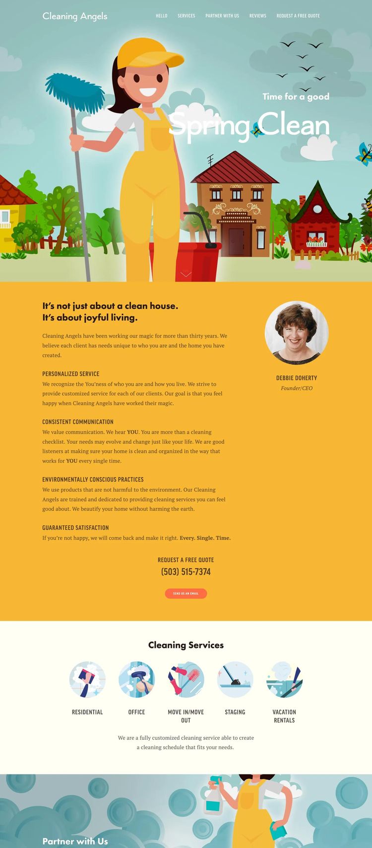 Screenshot 1 of Cleaning Angels (Example Squarespace Cleaning Services Website)