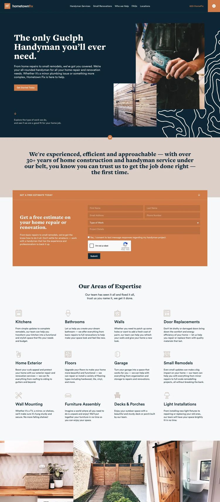 Screenshot 2 of Hometown Fix (Example WordPress Handyman Website)
