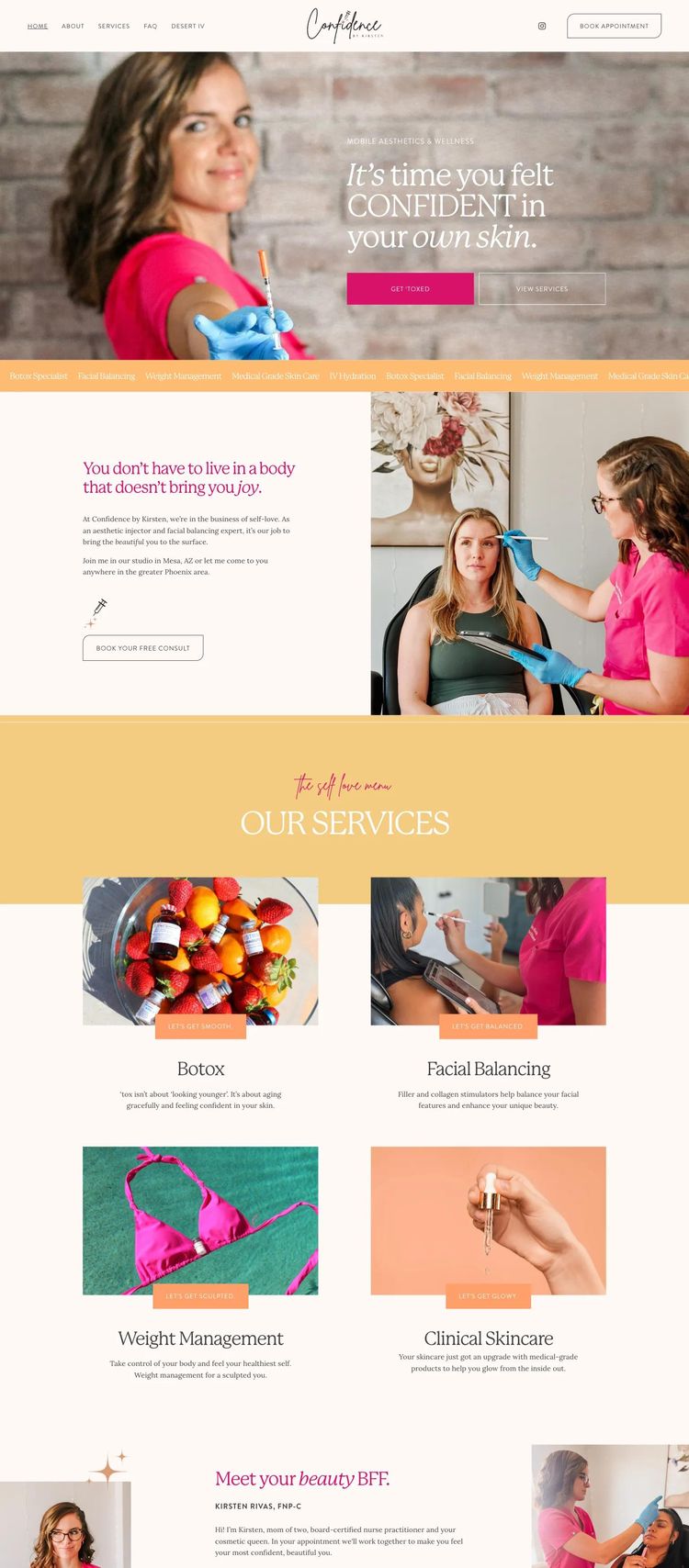 Screenshot 2 of Confidence by Kirsten (Example Squarespace Beauty Salon Website)