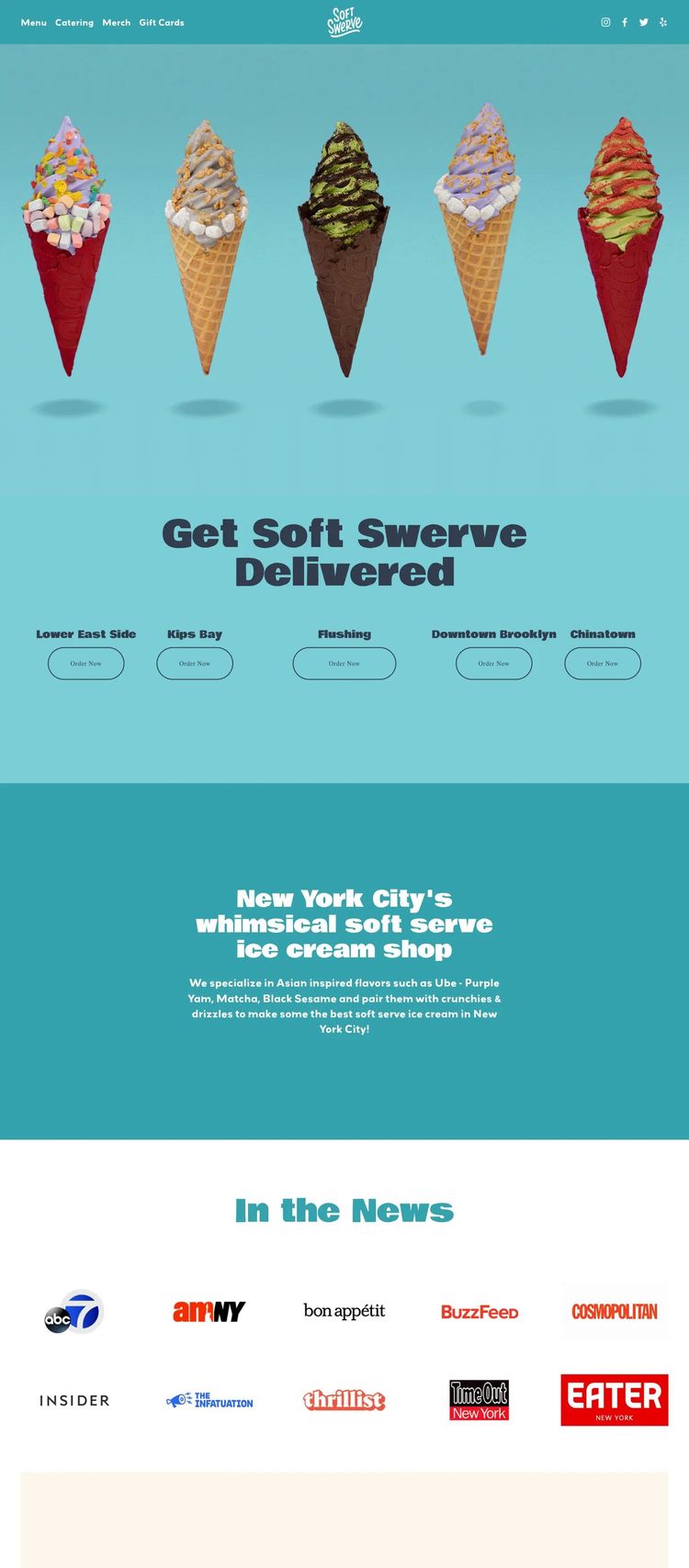 Screenshot 1 of Soft Swerve Ice Cream (Example Squarespace Restaurant Website)