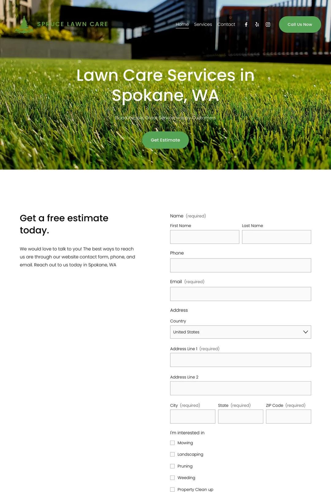 Screenshot 1 of Spruce Lawn Care (Example Squarespace Lawn Care Website)