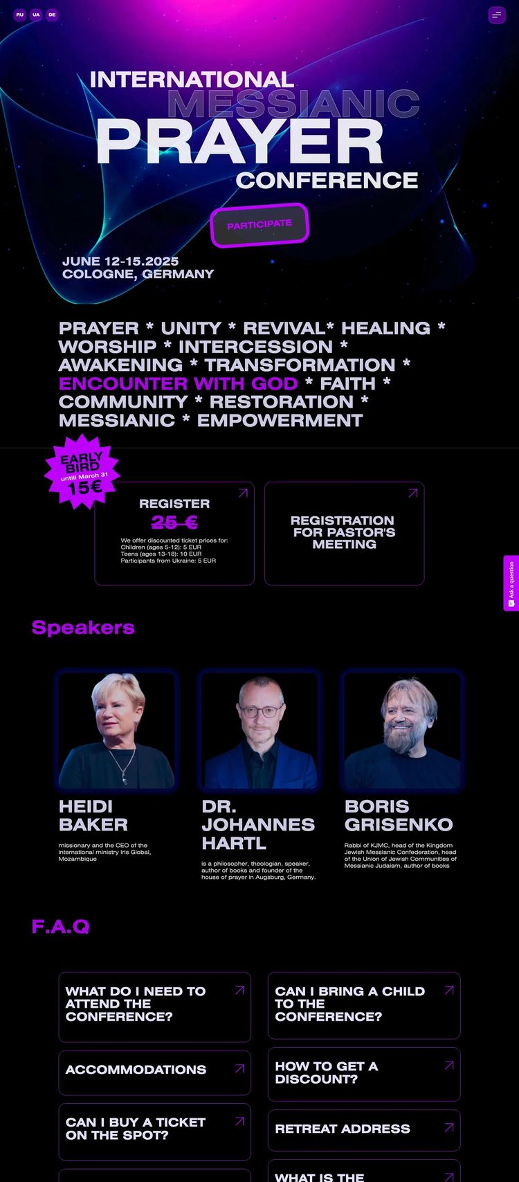 Screenshot 2 of International Messianic Prayer Conference (Example Webflow Conference Website)